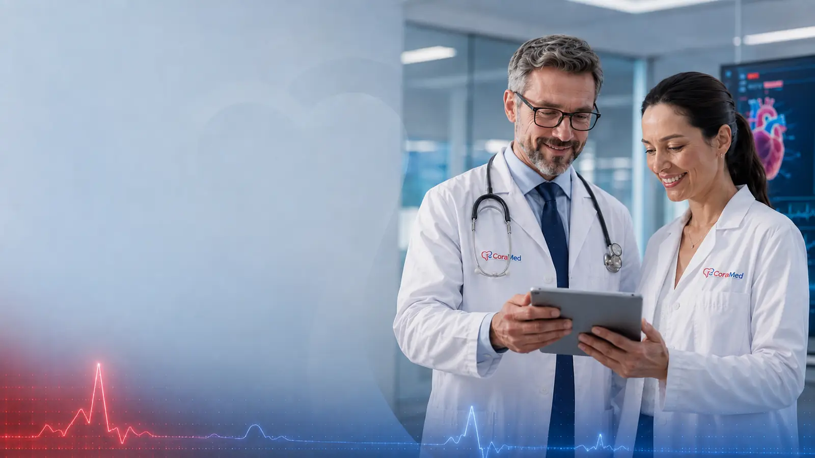 Equipe de cardiologistas da CoraMed em Sorocaba analisando exames do coração